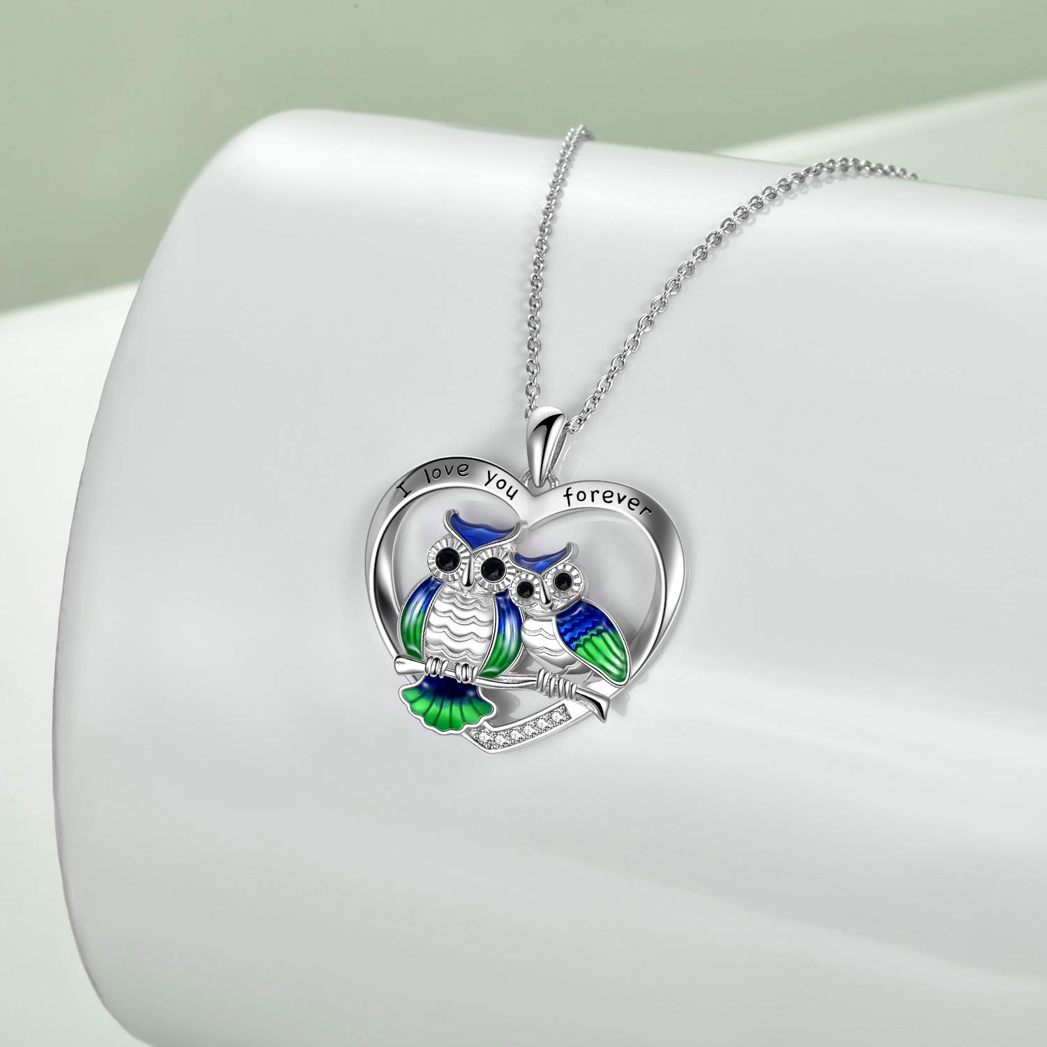 YAFEINI 925 Sterling Silber Eule Halskette Eule Liebhaber Vogel Anhänger Halskette für Frauen Großmutter Tochter Mutter