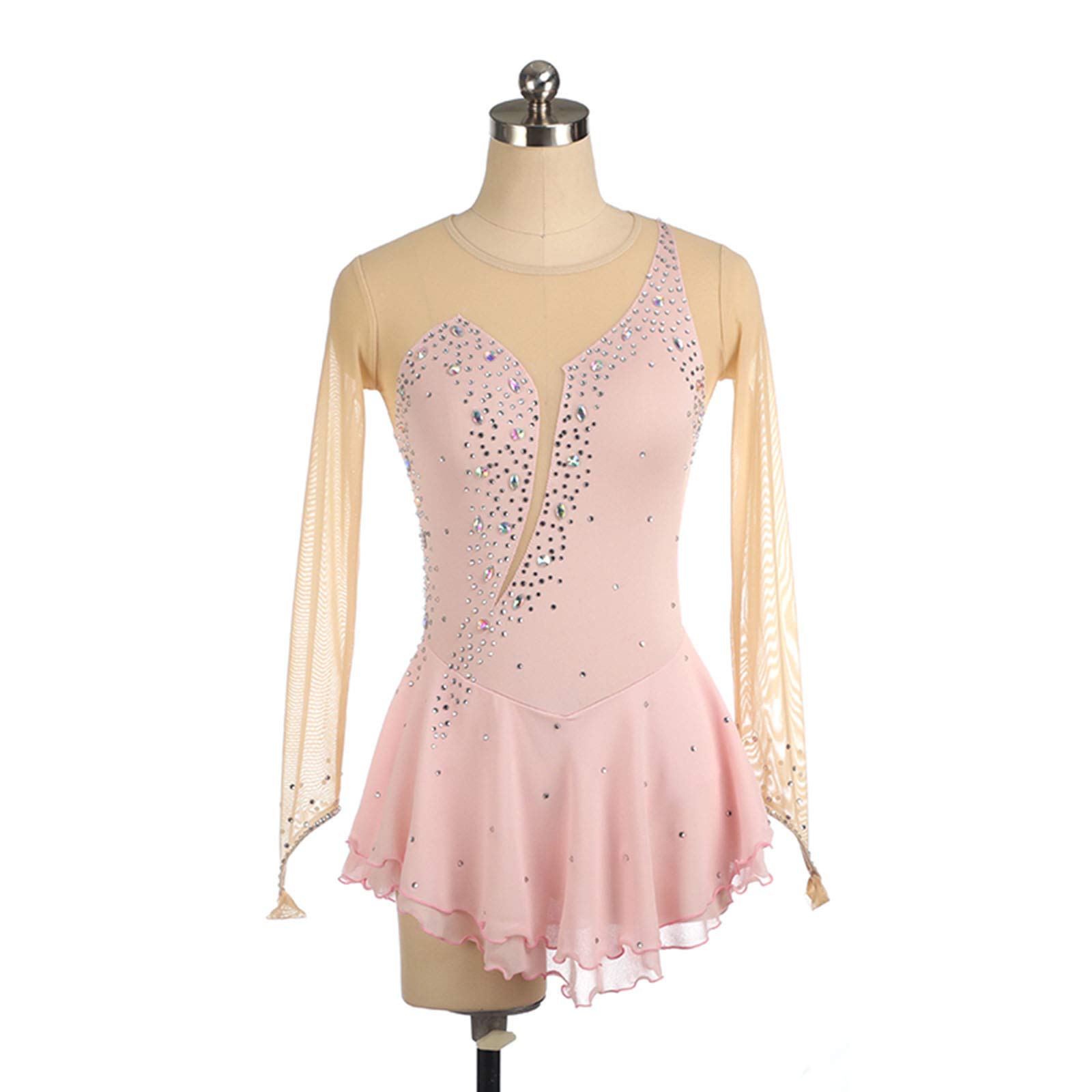 Robe de patinage artistique à manches longues pour fille et femme Noir, noir, Taille XL