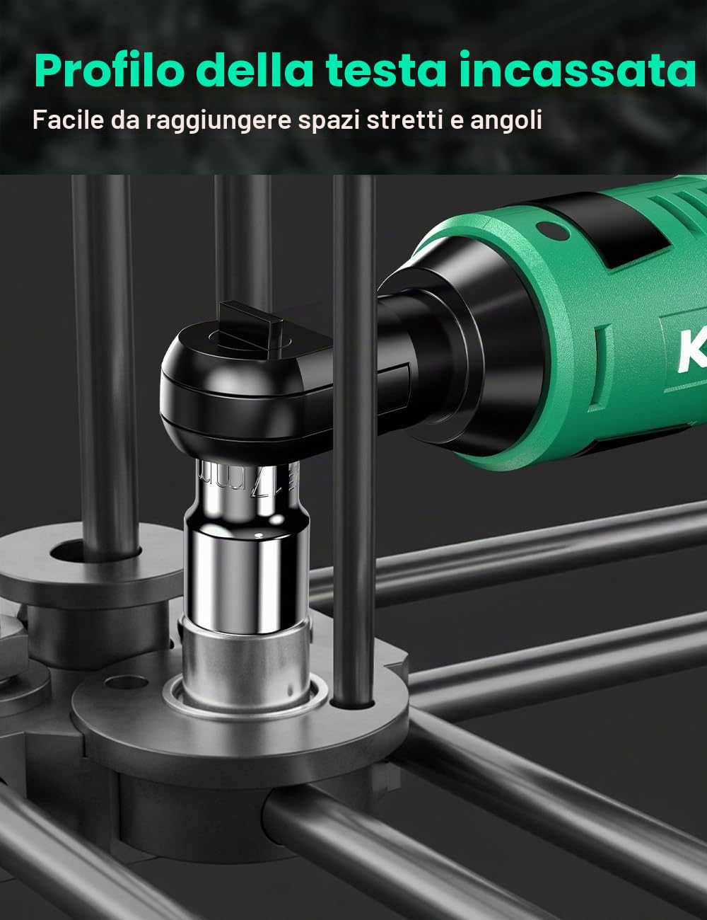 K I M O. Set di chiavi a cricchetto elettriche senza fili, 40 Ft-lbs, 400 RPM, 3/8" 12 V, kit a cricchetto senza fili con ricarica rapida da 60 min, trigger a velocità variabile, confezione da 2