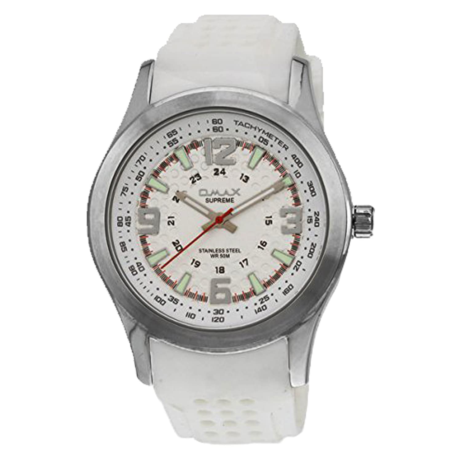 OMAX Analog White Dial Silver Case with Long Lasting White Silicone Strap Smart, Sporty and Trendy for Men and Boys- All Stainless Steel case Durable Rich Look Fashionable Strap SS370 (B01MXEEUTB) Amazon Price History, Amazon Price Tracker