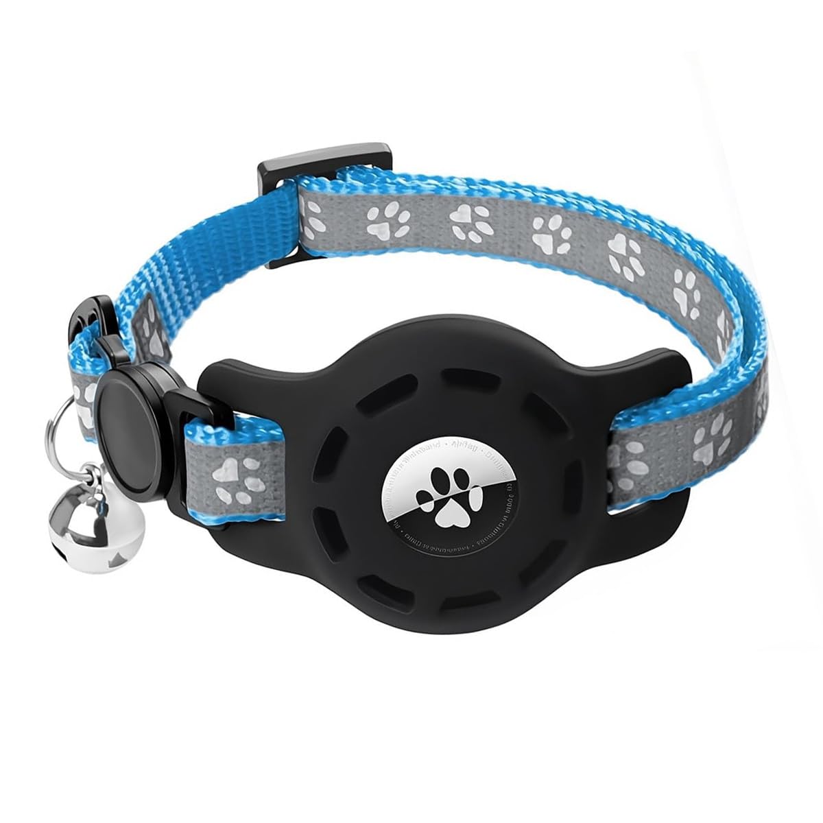 1 Reflective Cat Collar Lightweight GPS Cat Tracker Personalized Quick Release Adjustable Bell for Cats and Kittens Sky Blue