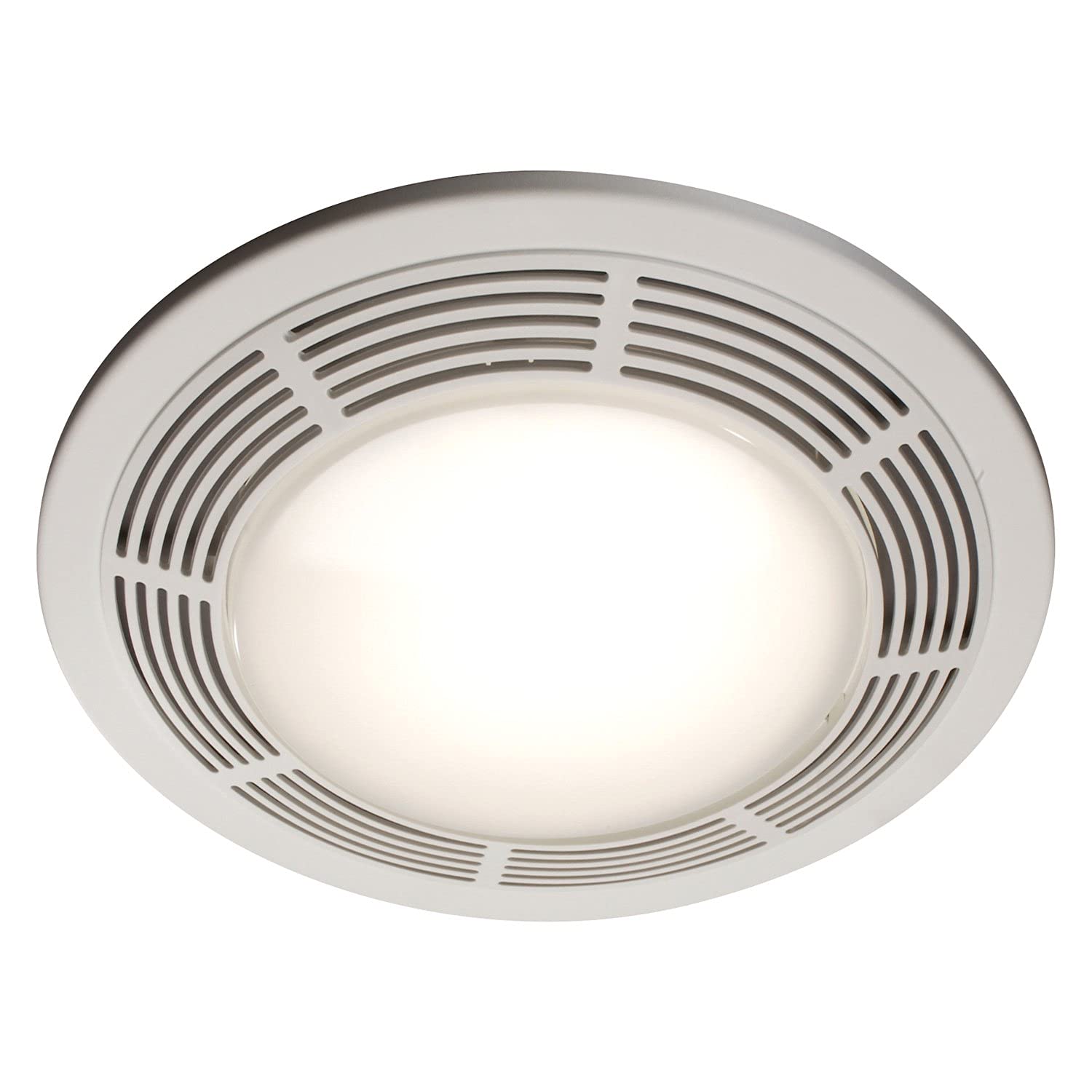 Broan-NuTone 8663RP Bathroom Exhaust Fan and 100-Watt Incandescent Light with Glass Lens, 5.0 Sones, 100 CFM, White, 4"