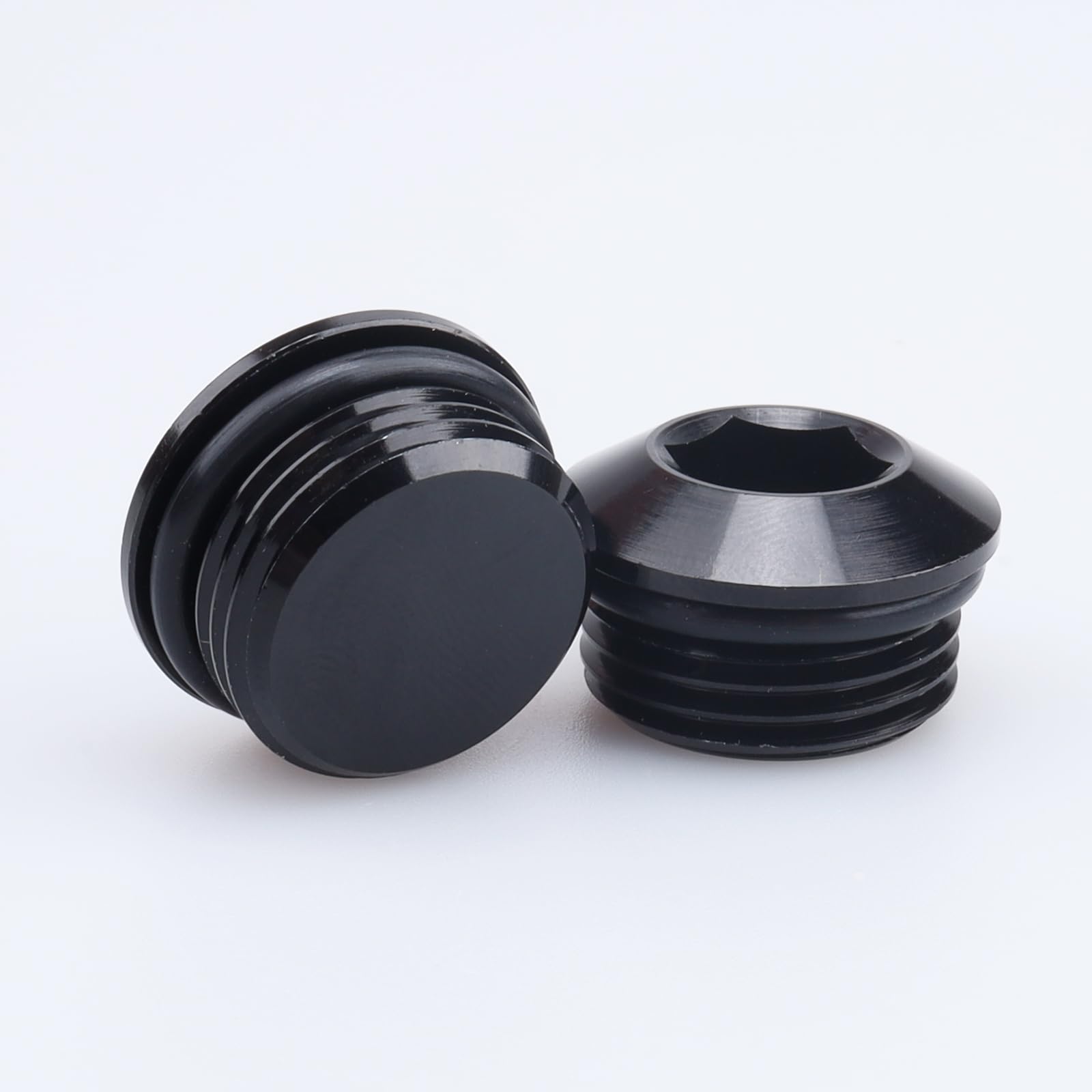 AC PERFORMANCE -6 an Male Hex Head Socket ORB Port Plug Fitting Aluminum Black, Pack of 2