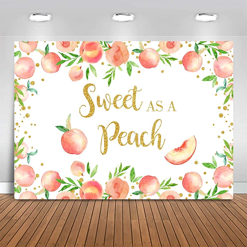 Mocsicka Sweet as Peach Backdrop for Birthday Baby Shower Spring Pink Peach Baby Shower Banner for Girl Peach Birthday Party Decorations for Kid (7x5ft (82x60 inch))