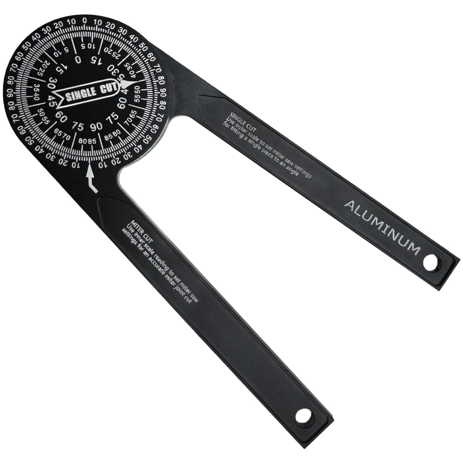 360° Miter Saw Protractor, Aluminum Angle Finder with Engraved Scales, 7.3 in/185 mm Woodworking Angle Gauge for Miter Cuts, Single Cuts, Woodworking Projects and Angle Measurements