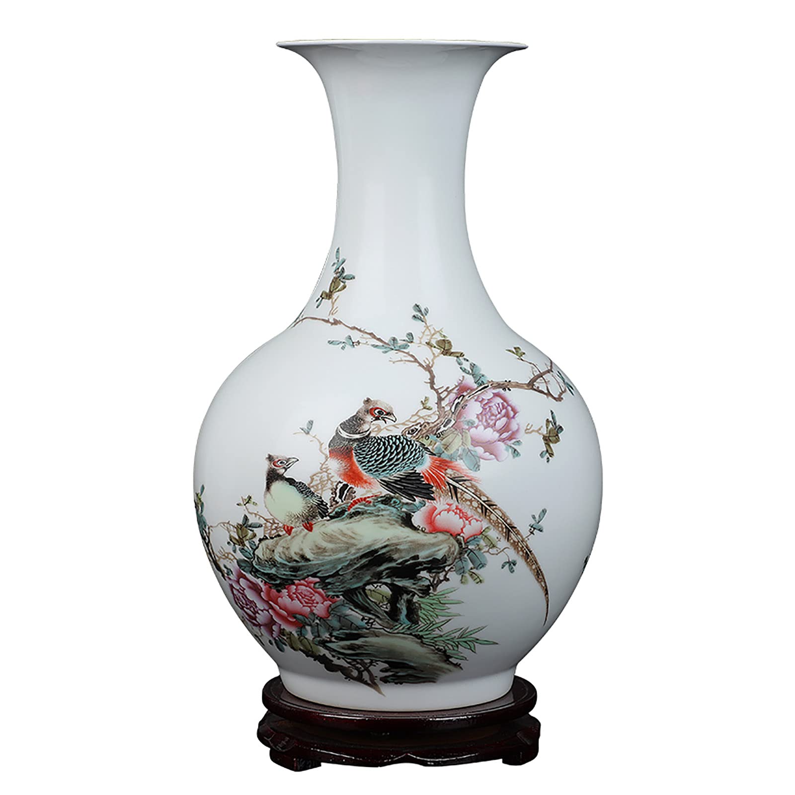 Vase en porcelaine peinte à la main artisanat d'art style Ming 35cm