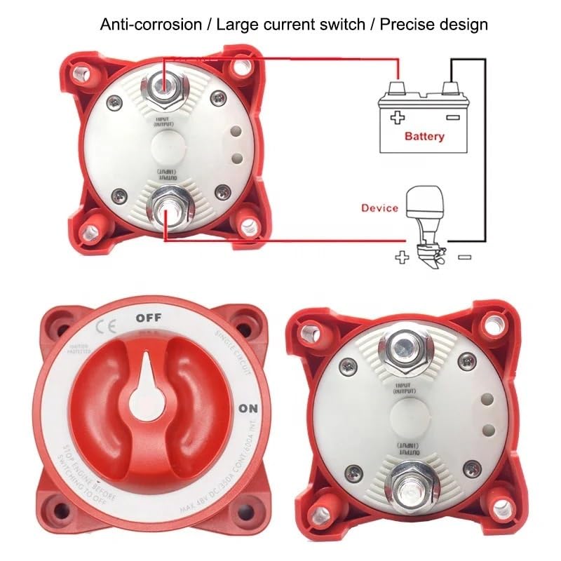 2 Position 32V 350 Amp E-Series Waterproof Ignition Protected Marine Boat Dual Battery Isolator Switches