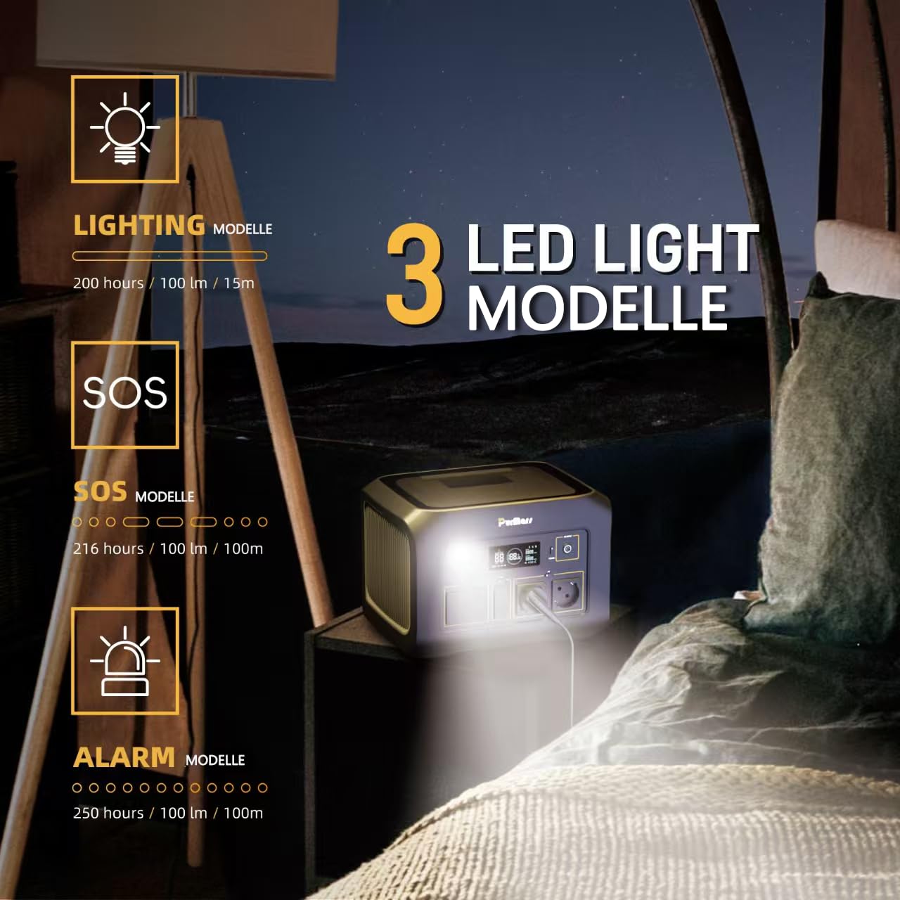 Station d'alimentation portable 600 W, 538 Wh, générateur solaire avec batterie LiFePO4, puissance de crête 1200 W, entrée/sortie d'alimentation USB-PD-100 W, batterie externe solaire avec 2 sorties
