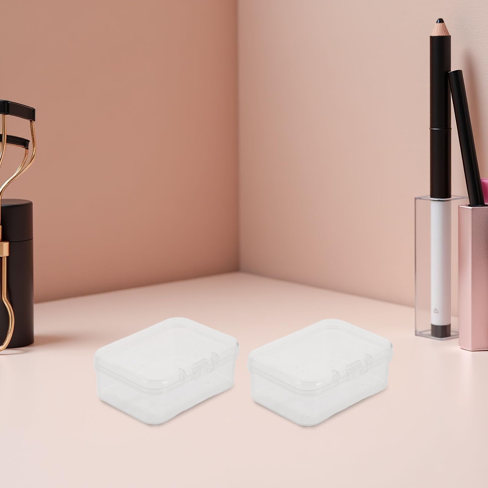 HOMSFOU 100stücke Kunststoffbox mit Deckel Durchsichtige Rechteckige Aufbewahrungsbox Kleine Transparente Behälter für Perlen und Bastelmaterialien