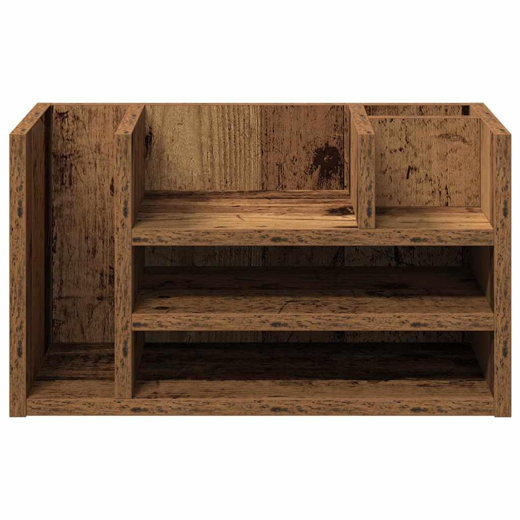 Organizer da scrivania in rovere Artisan, effetto legno, sistema di archiviazione per documenti e forniture per ufficio, per casa e ufficio, 44,5 x 24 x 25 cm