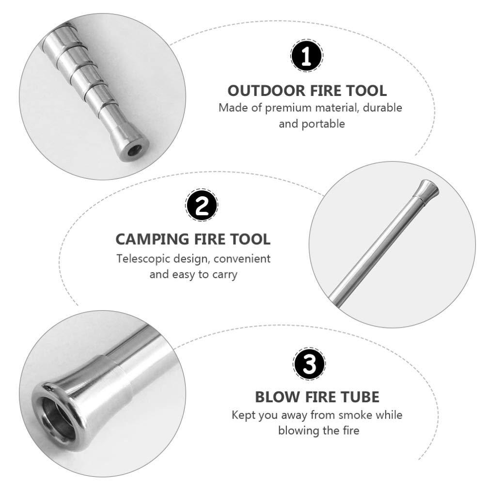 VORCOOL Gear Fire Bellows Fire Bellows by Mouth Telescopic Blow Fire Tube Camping Blow Fire Tube