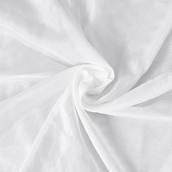 BENECREAT 1.1 Yards White Silk Organza Fabric, 55.1 Inch Wide, Plain Pattern, Leno Weave, Perfect for Crafts, Decorations