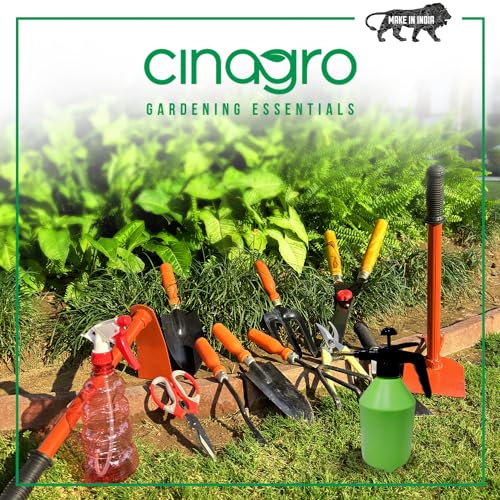 Image of Cinagro Garden Tools Kit (Set of 7) Weeder, 2 Trowels, Hand Fork, Cultivator, Pruner, Gardening Hand Gloves | Gardening Tools Kit for Home Garden, Indoor and Outdoor Gardening