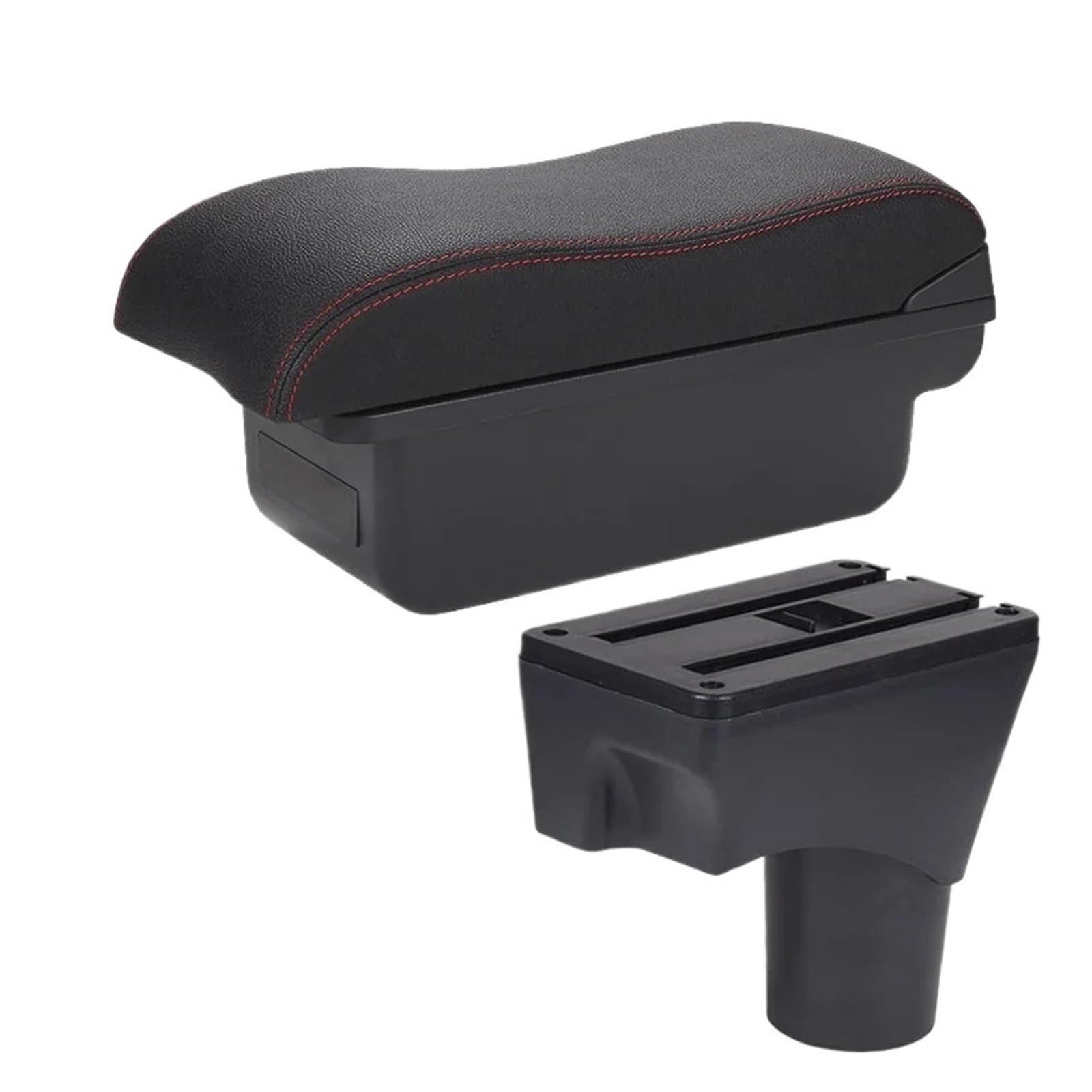 UMDJJU For Nissan For March For Micra K13 2010-2022 Armrest Box Car Arm Storage Retrofit Parts Accessories Car Centre Console Armrest Box(C1 Black red NO USB)