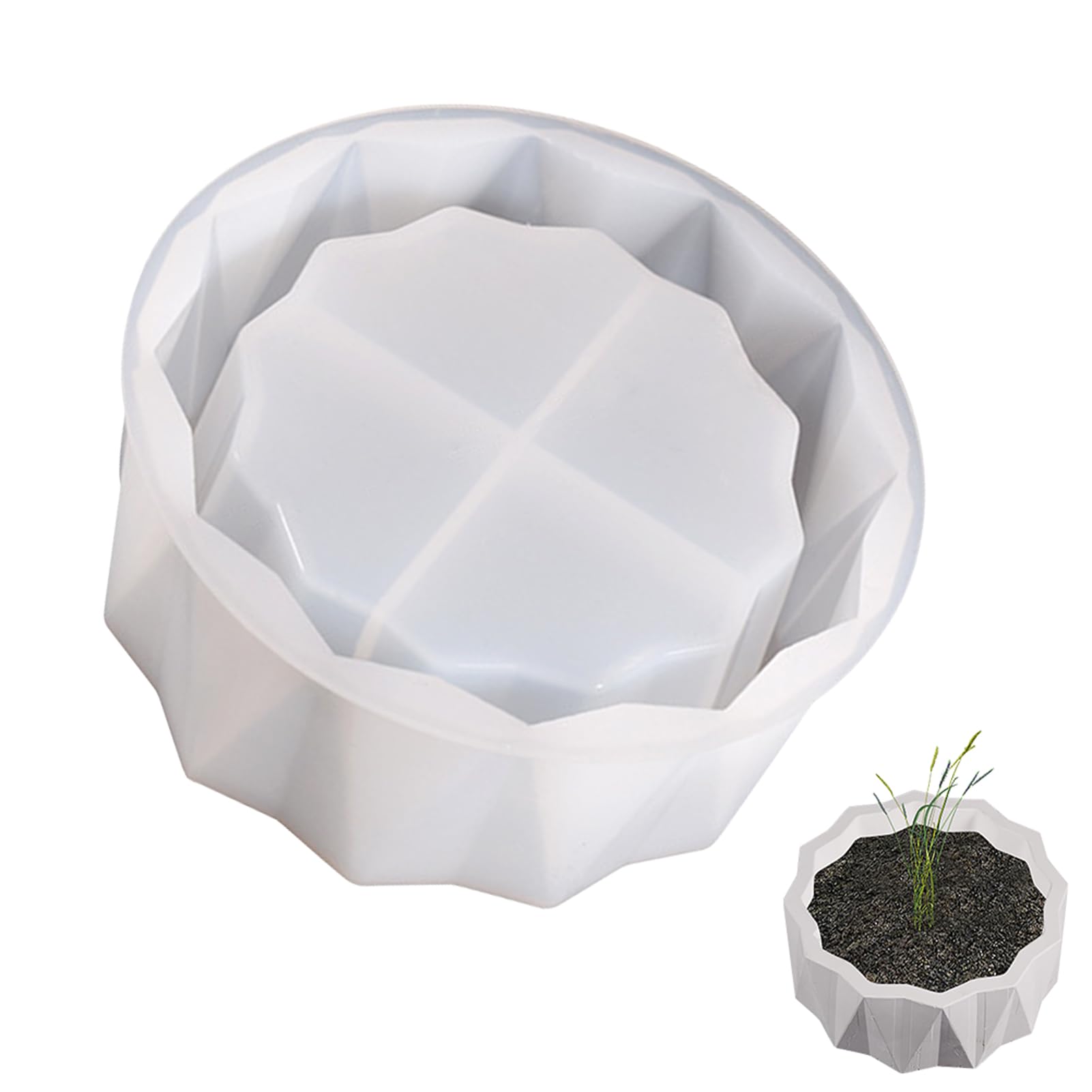 Round Silicone Planter Mold 5.9 in, Succulent Pot Mold for Resin | Round silicone mold for making small succulent pots, planter bowls, and desktop storage containers with concrete, resin