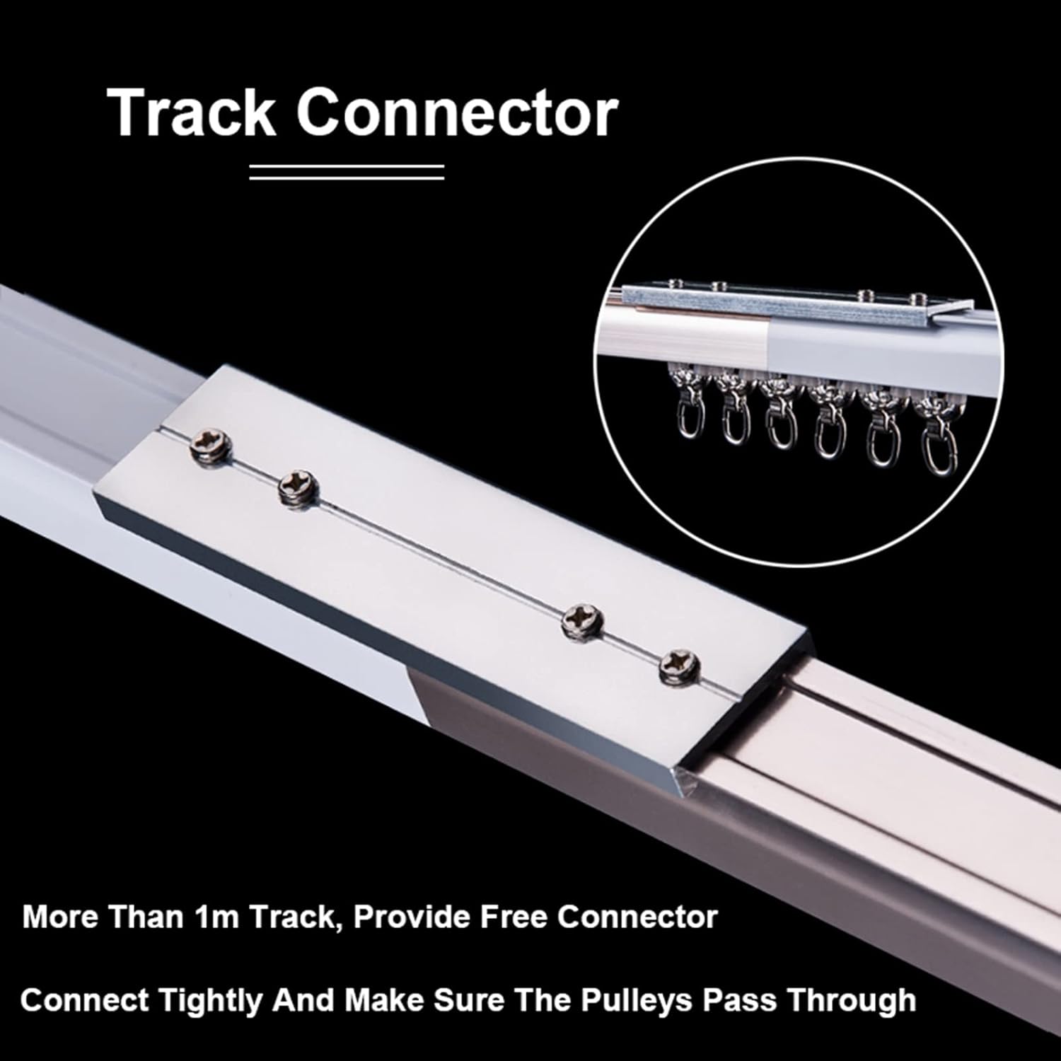 Double Curtain Track Rod Set, Wall Or Ceiling Mount, Heavy Duty Curtain Rail System for Curtains, Drapes, and Room Dividers, with Roller, Bracket and End Cap(Color:White- A,Size:2m/6.5ft)