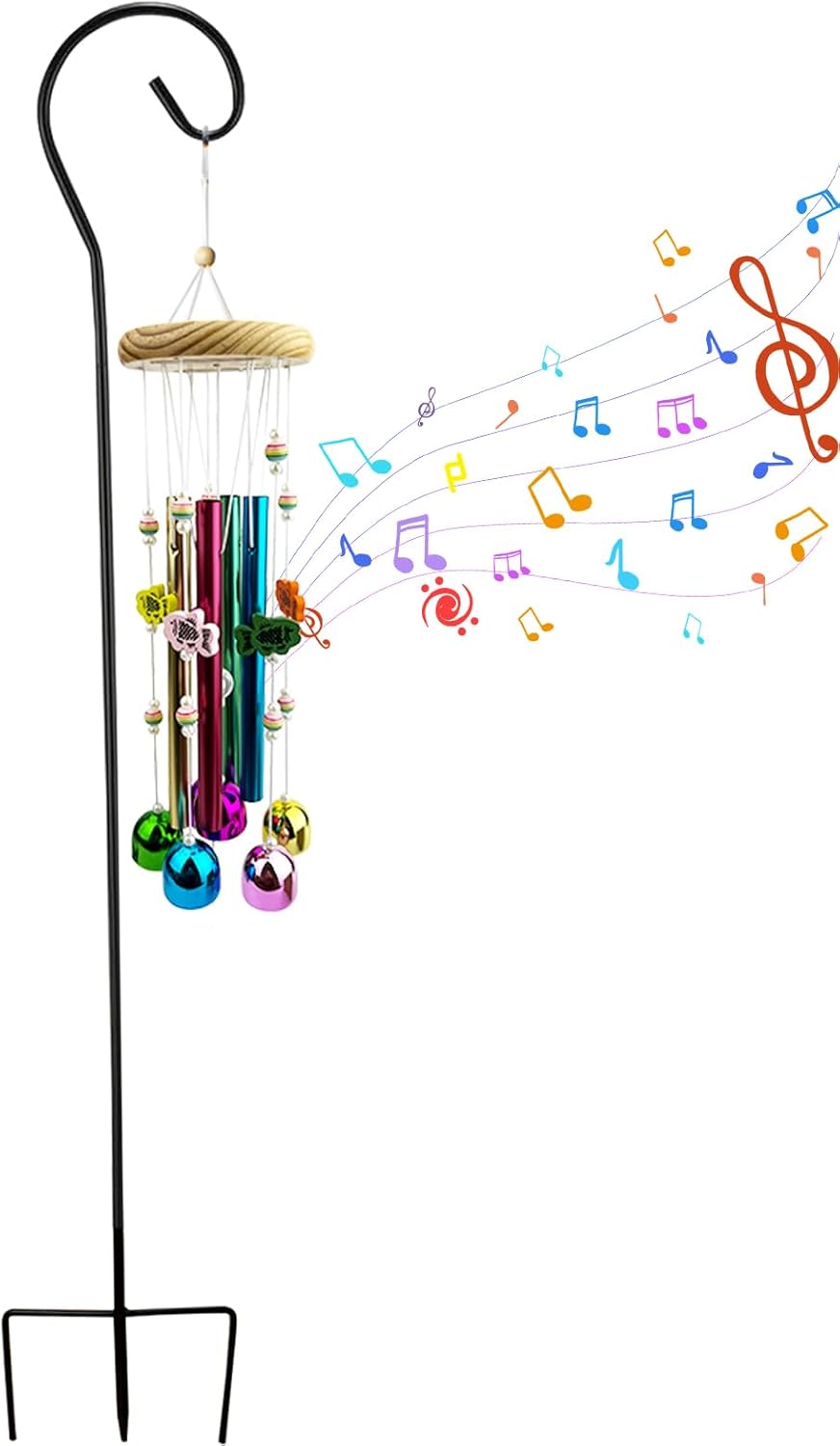 Cemetery Grave Wind Chime with Shepherds Hook, Headstones Windchime for Grave, Grave Decorations Memorials Sympathy Gifts for Loss of Loved Ones