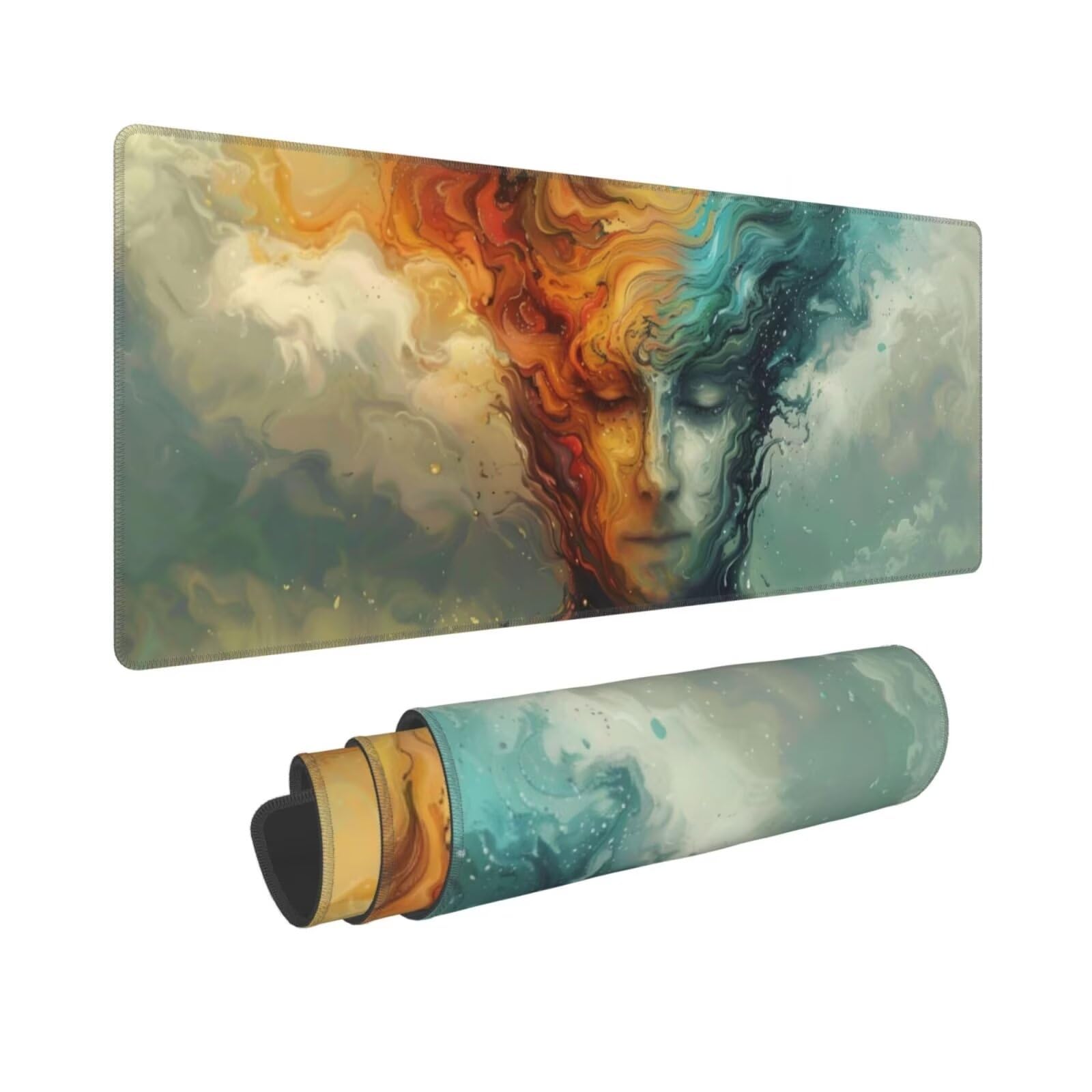 Tappetino Mouse, Tappetino Mouse Gaming Grande XXL 1500x800x3mm Tappetino Scrivania Mouse Pad, Base in Gomma Antiscivolo, Bordi Cuciti,Lavabile, Mousepad per Ufficio e Gaming (Carattere astratto) R113