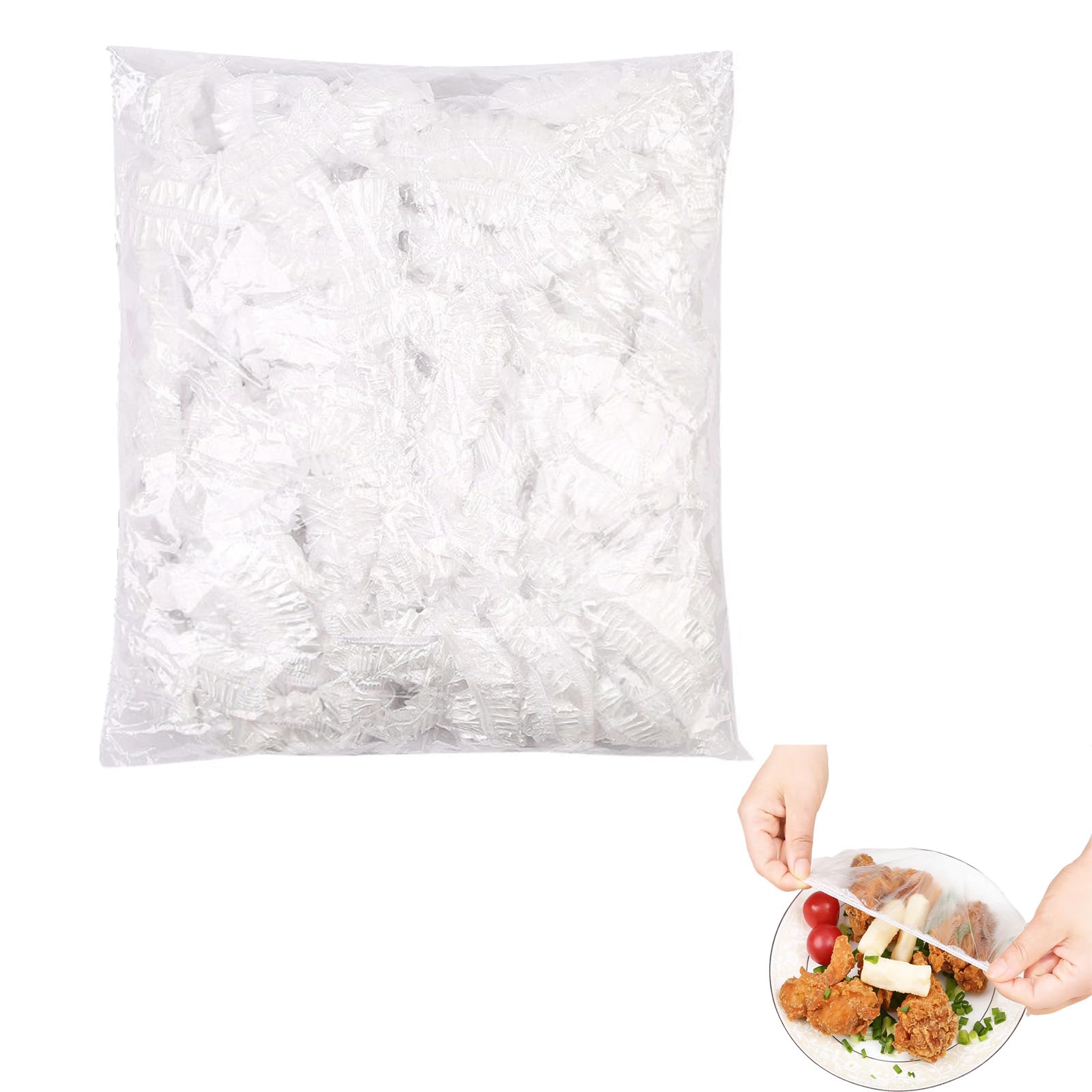 Frischhaltefolie mit Gummizug 300 Stück – transparente elastische Abdeckhauben Ø bis 42 cm – Einweg PE-Folie für Schüsseln Teller Küchen Geschirr Abdeckung ideal für Haushalt Picknick Vorrat