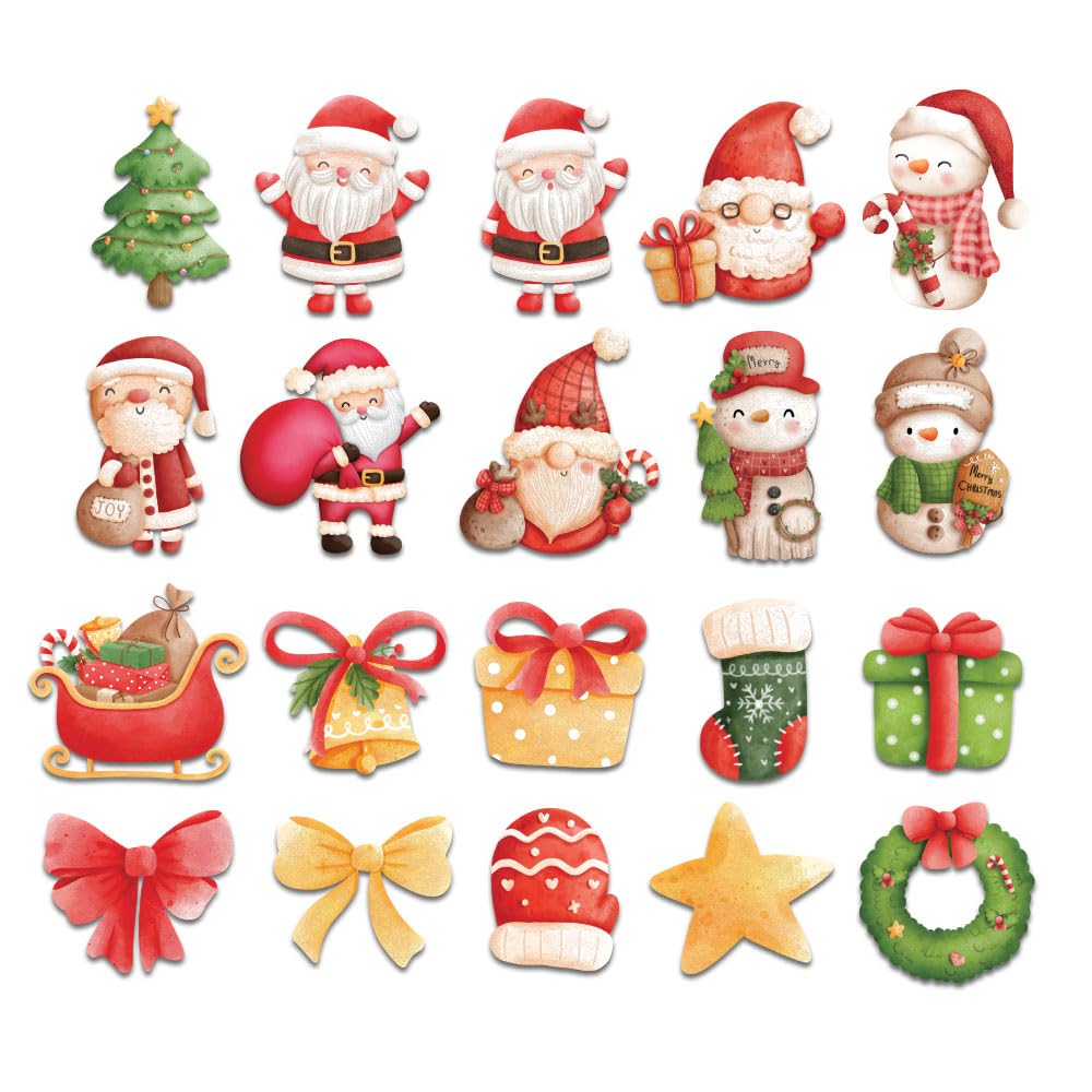 Festiko® Set of 40 Pcs Merry Christmas Greeting Stickers (20 Designs), Christmas Stickers For Packing, Christmas Stickers For Gifts (Type 2)