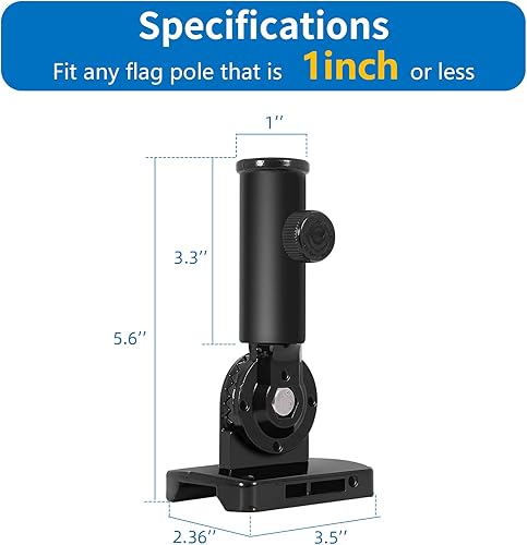 Miniatura 5 de Soporte ajustable para mástil de bandera, soporte para poste de bandera para exterior de la casa, aluminio resistente, soporte de montaje de poste