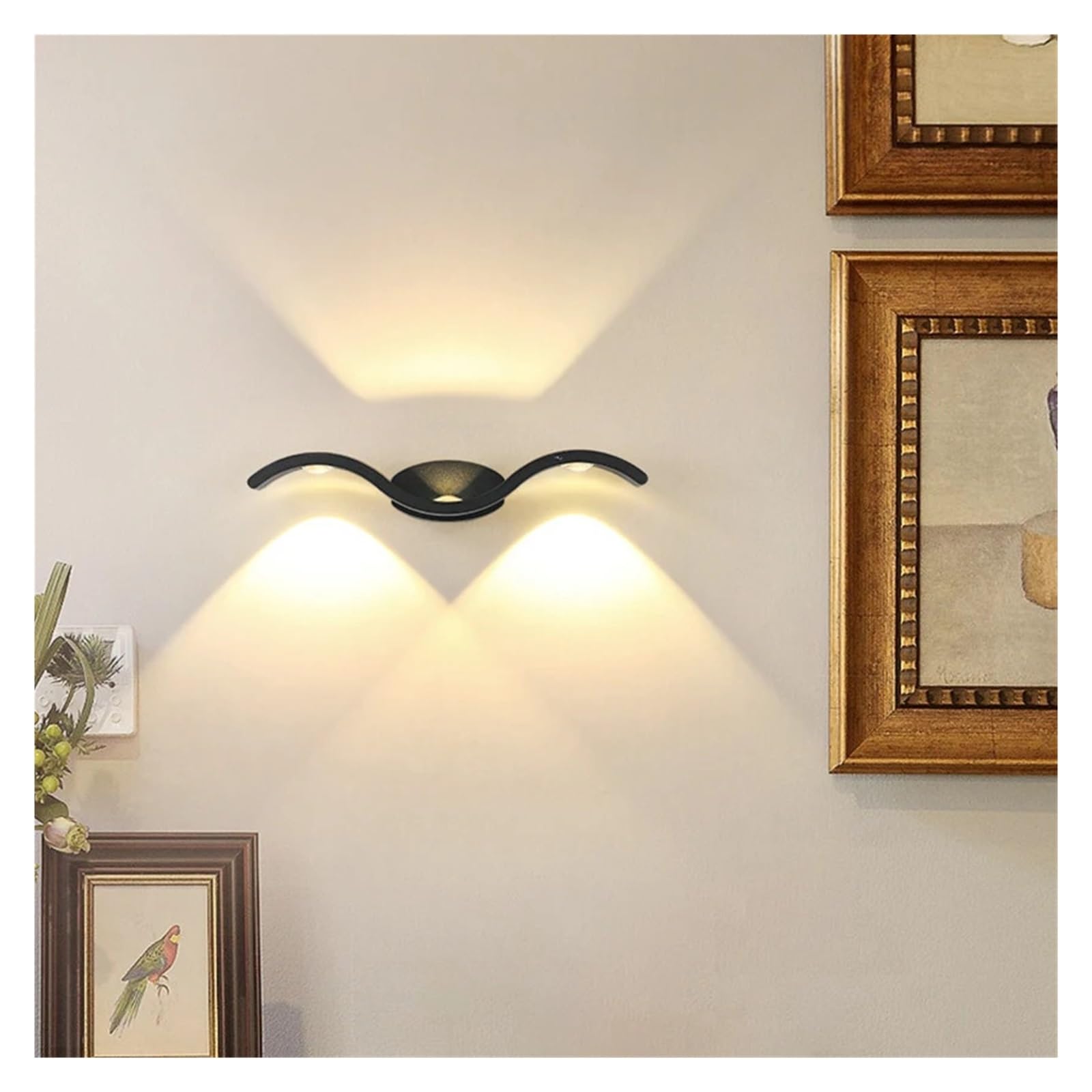 Nordic Kinkiet LED Oświetlenia Wewnętrznego Ścienny Do Dekoracji Wnętrz Sypialnia Salon Łazienka Wodoodporne Kinkiety Łatwy w instalacji(Cool White,BLACK_18W)