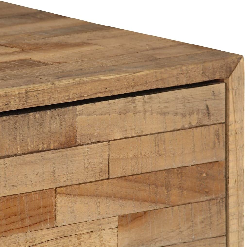 Rustic Industrial Sideboard with Reclaimed Teak Wood and Metal Frame, 3 Drawers for Storage, Natural Wood Color Medium Sideboard for Living Room Dining Room Hallway