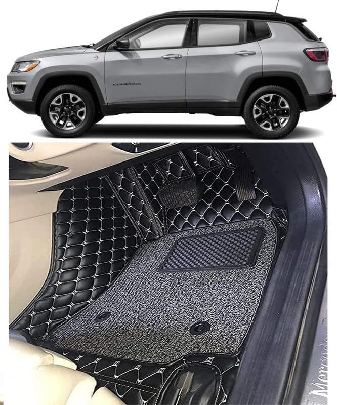 Image of MINANSH Foot Mats /Floor Mats Compatible with Honda Civic 2006-2013- 7D Luxury Leather Washable Car Floor Mat- (Black with Beige)