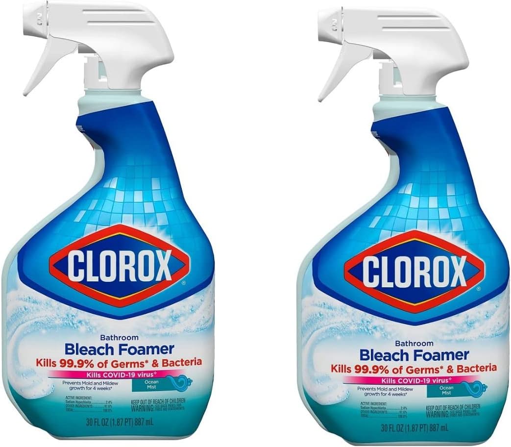 Clorox Bleach Foamer Bathroom Cleaner, 30 Fl Oz (Pack of 2) : Health & Household