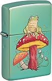 Zippo Lighter - Personalized Custom Message Engrave on Backside Mystical Frog and Mushrooms - High Polish Green 48973