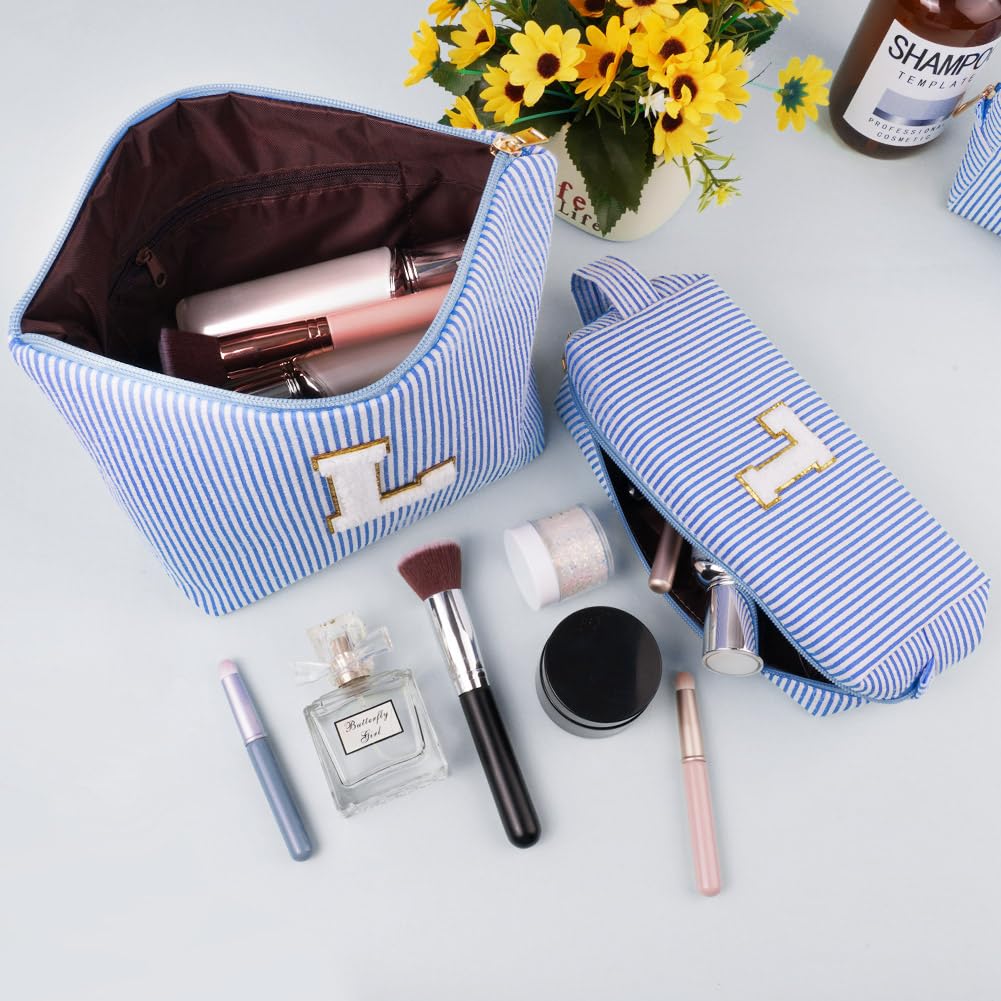 Aucuu Borsa per Cosmetici Donna, 2 Pezzi Trousse Trucchi Organizer, Personalizzata Iniziale, Pochette Trucchi, Borsa Cosmetica, Trousse da Viaggio, Regalo Compleanno Natale Ideale per Donna Ragazze
