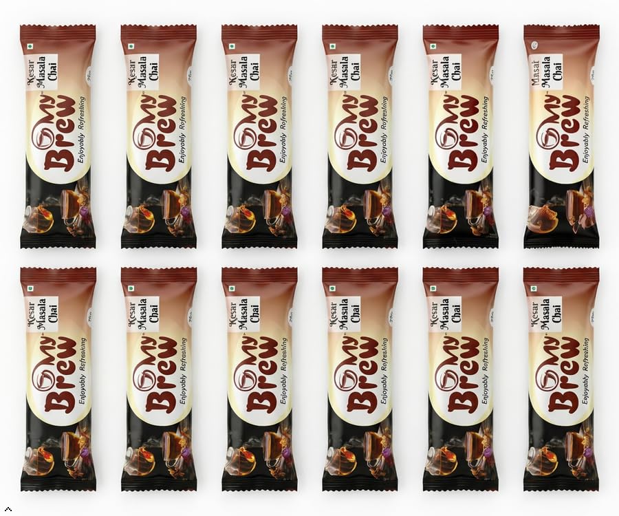 Image of My Brew Kesar Masala Chai Premix | 12 Sachets X 25 gms Each (300 gms)