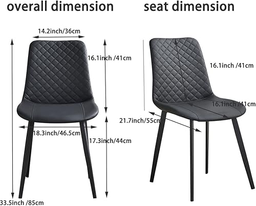 Miniatura 3 de seonyou Juego de 2 sillas de comedor negras para cocina, comedor, sillas de comedor modernas de mediados de siglo, sillas de comedor de metal