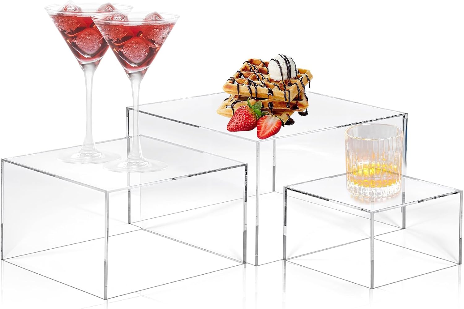 Amazon.com: Meyeyaia 3 Pcs Acrylic Buffet Risers, Clear Cube Display ...