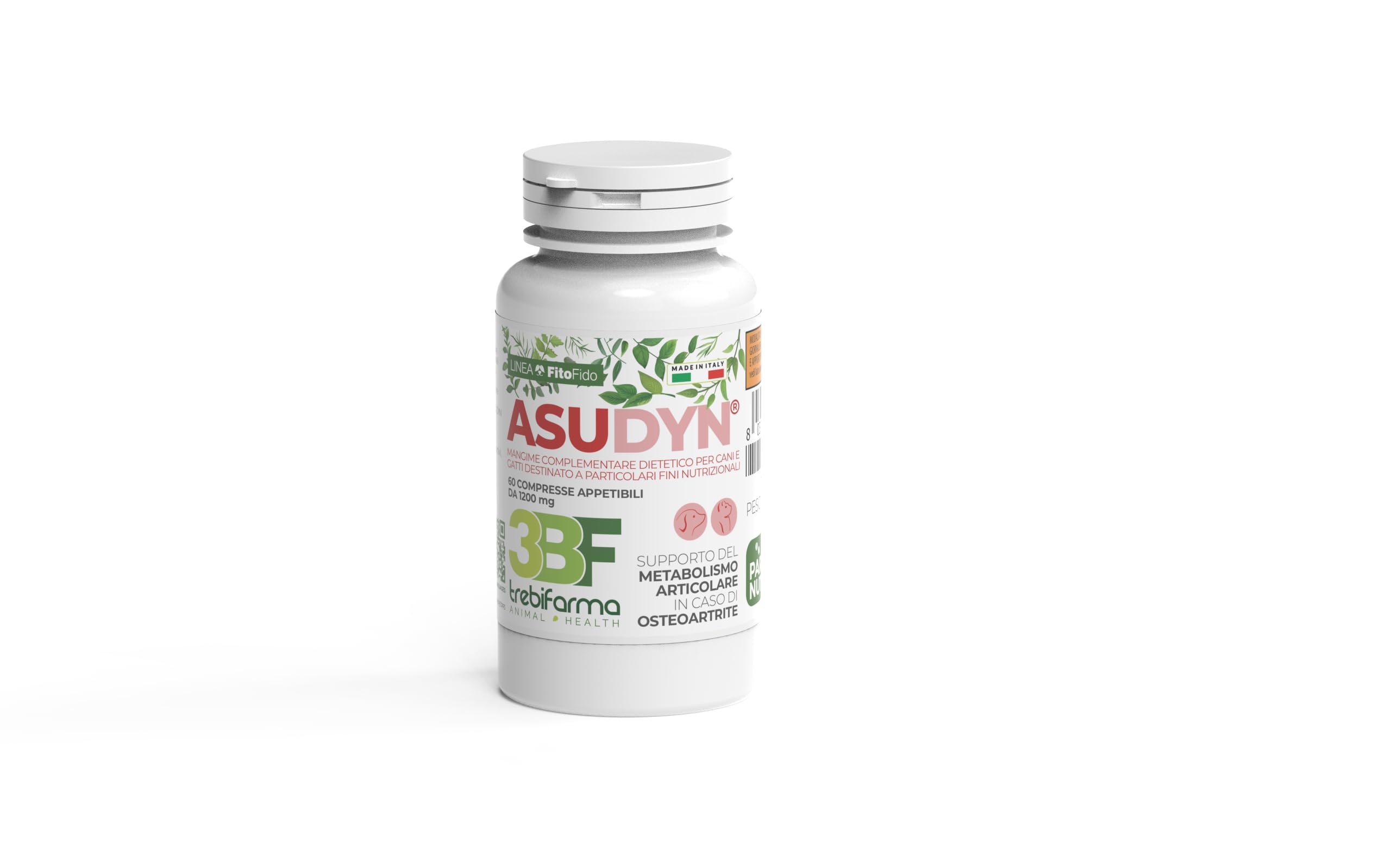 Asudyn 60-3BF – karma uzupełniająca w tabletkach dla psów i kotów – wsparcie stawów w przypadku choroby zwyrodnieniowej stawów – 72 g – Trebipharma
