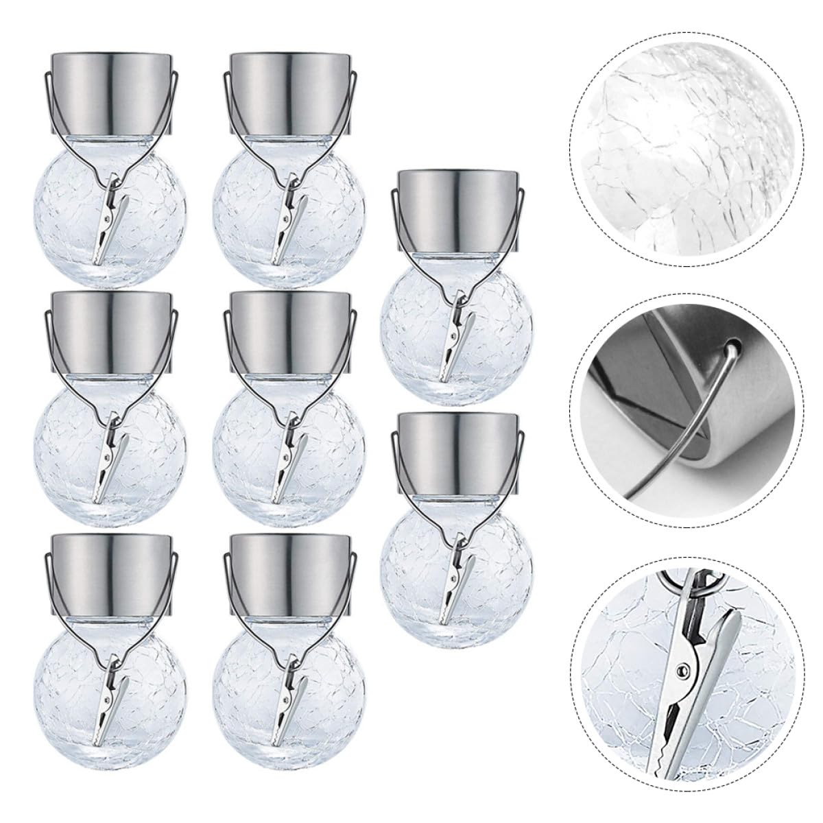 Toddmomy Lámpara Solar Colgante Blanco de Bola de Cristal 8 Piezas