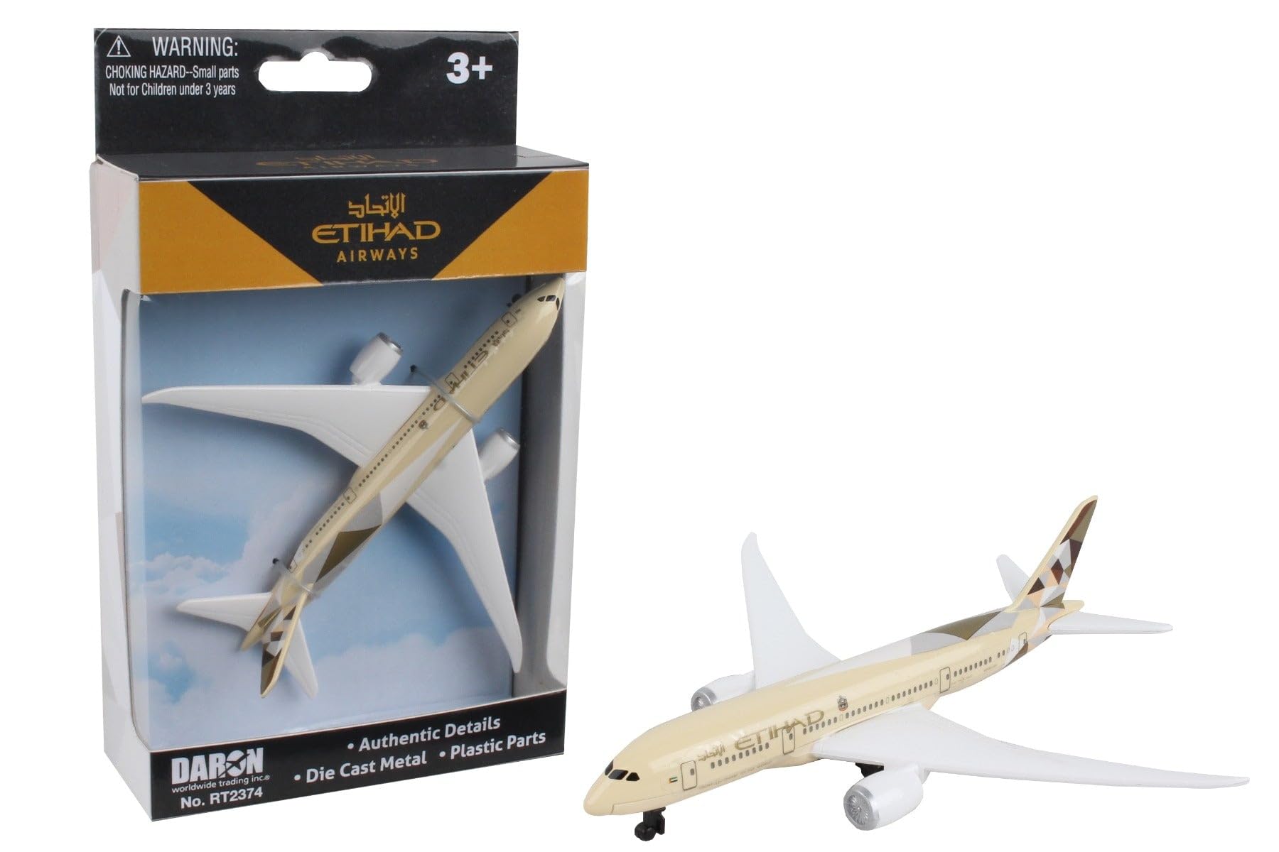 RT2374 Ethiad Airways single diecast toy plane 'fit the box' scale