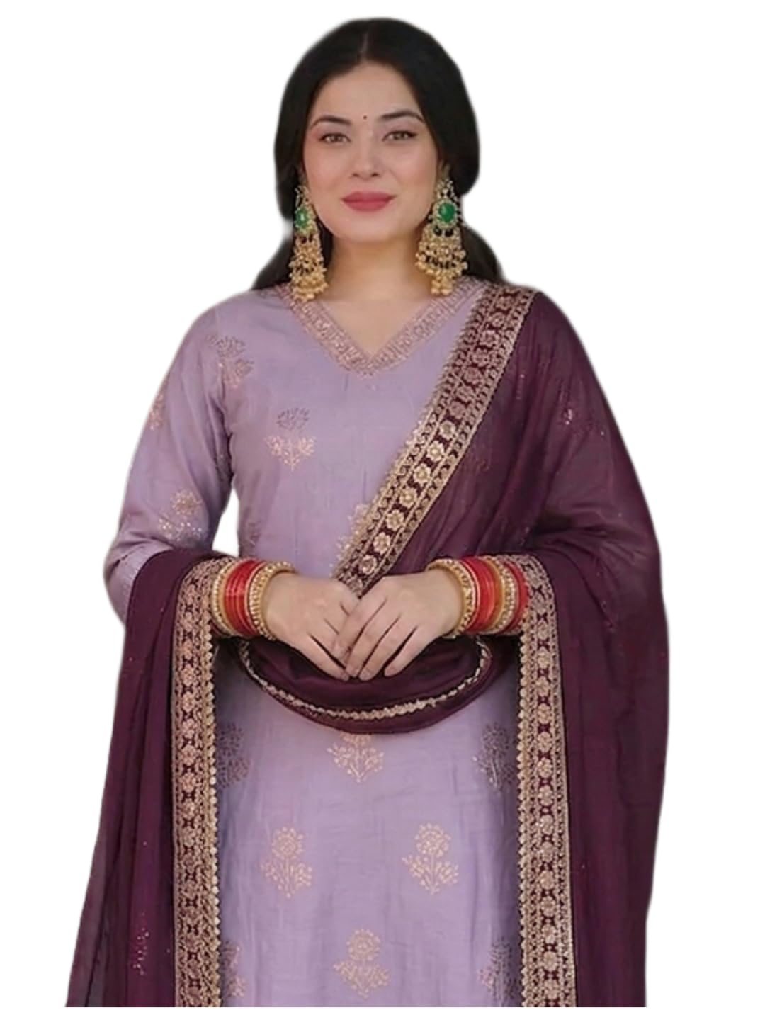 gosriki Kurta Set Women Viscose Printed | Kurti Set Woman | Kurta Pant Dupatta 3 Piece Outfit | V-Neck 3/4 Sleeve Straight Fit Ethnic Wear Ladies Dress Stylish Traditional Clothing-picture-42