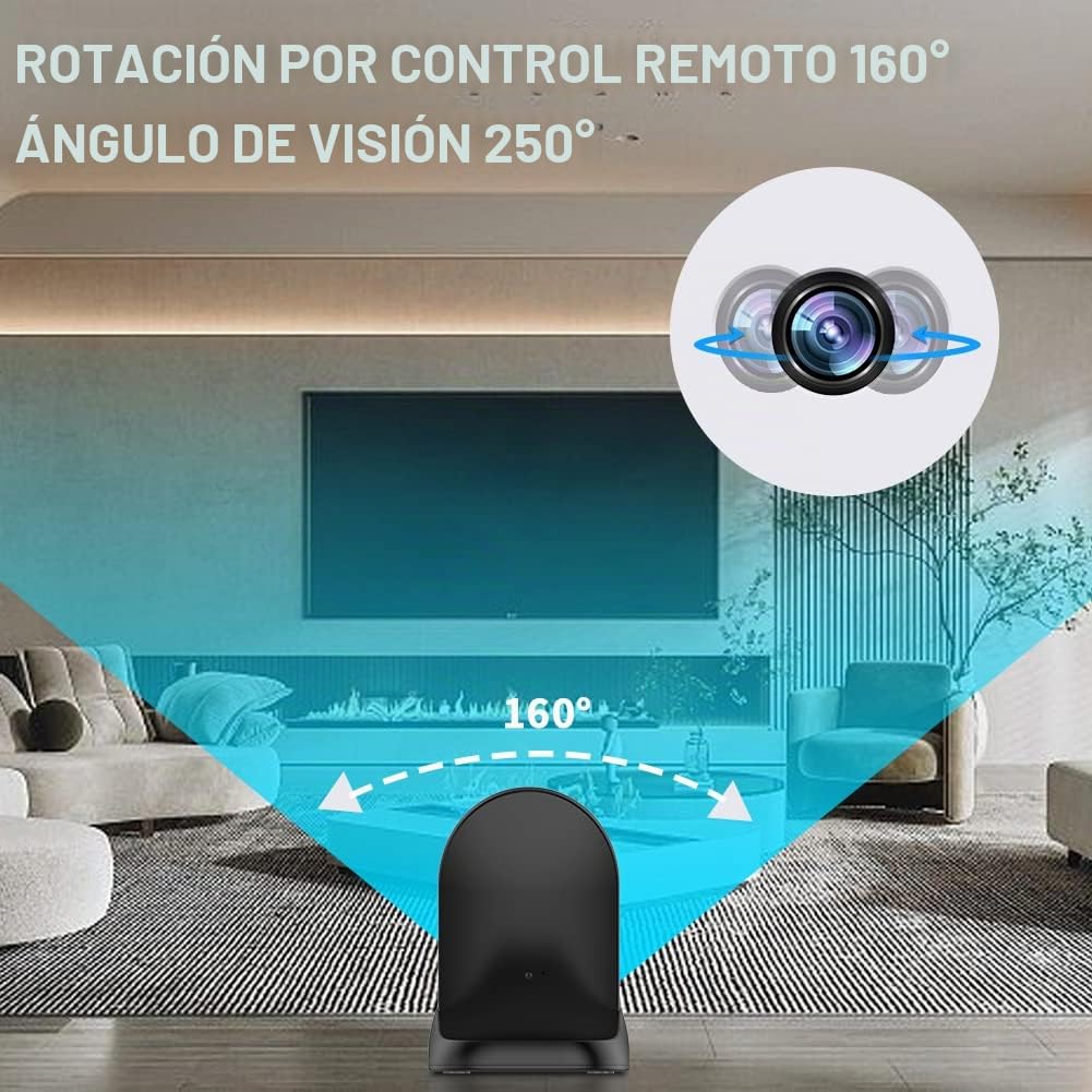 Cámara oculta Cámara espía WiFi Cargador inalámbrico, Cámara espía para niñera Activada por movimiento, HD1080P (Lente giratorio) con ángulo de visión de 250°, cámaras espías ocultas para seguridad