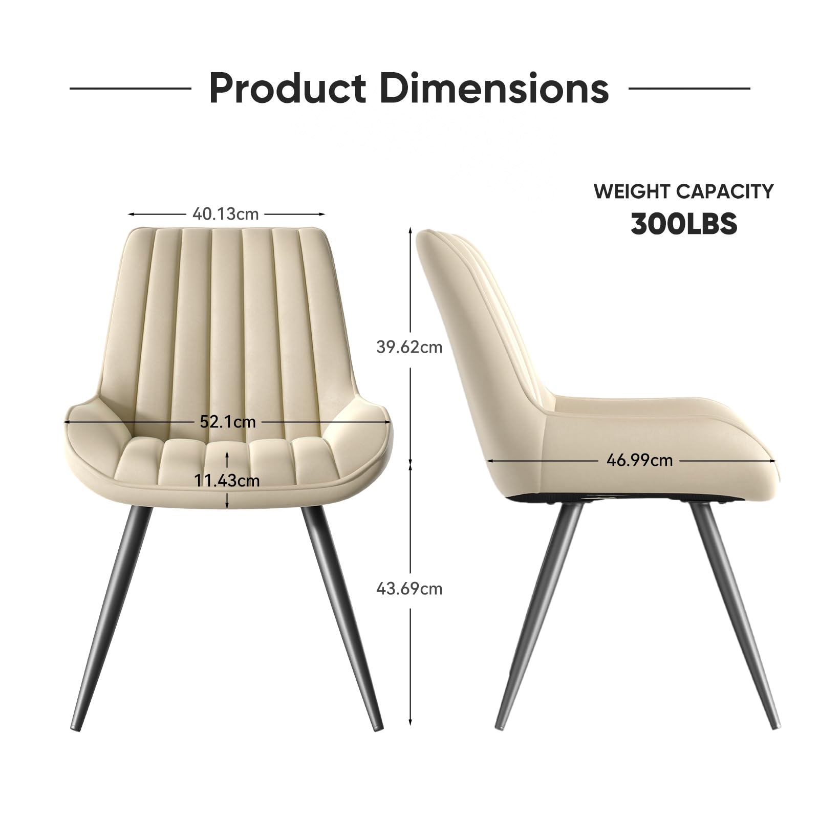 Hawthyhome Esszimmerstühle 2er Set Polsterstühle mit 10 cm Dicke Sitzkissen Künstlicher Stoff Dining Chair Küchenstuhl mit Rückenlehne Moderne Sessel Metallbeine Beige