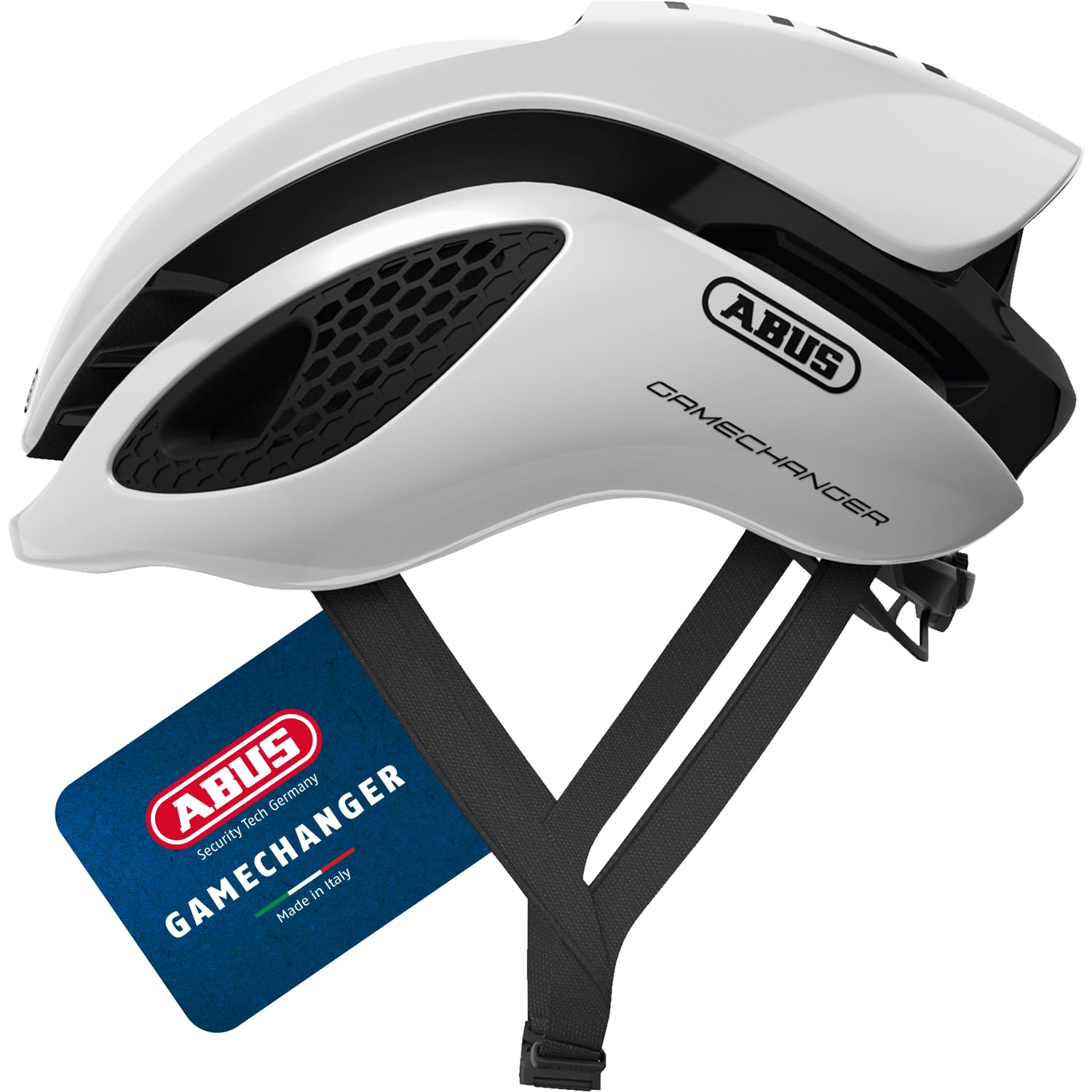 ABUS Unisex Fahrradhelm, Weiß (Polar White), L (59-62 cm) | Fahrradhelm mit aerodynamischen Gurtbändern, kühlendes Luftstrom-System, Brillenhalterung, Verstellsystem, Zopf-Öffnung