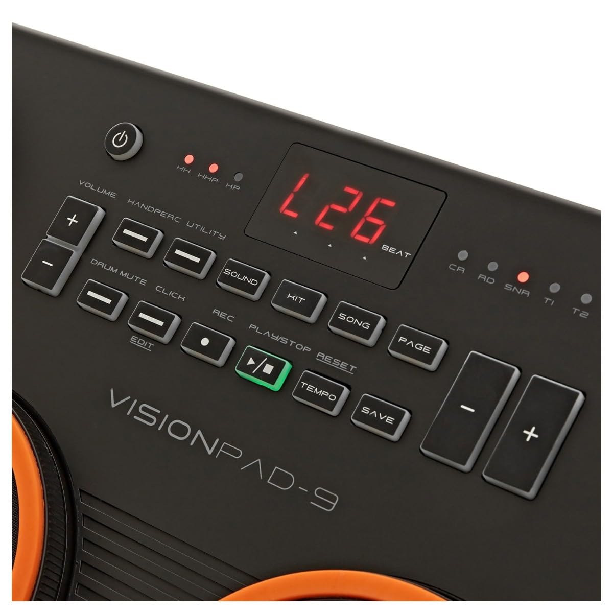 VISIONPAD-9 Batería Electrónica de Sobremesa Tambor Digital de Malla Portátil - Bateria Electrica Compacta con 7 Pads, 2 Pedales y Baquetas - Electronic Drum Kit Negro