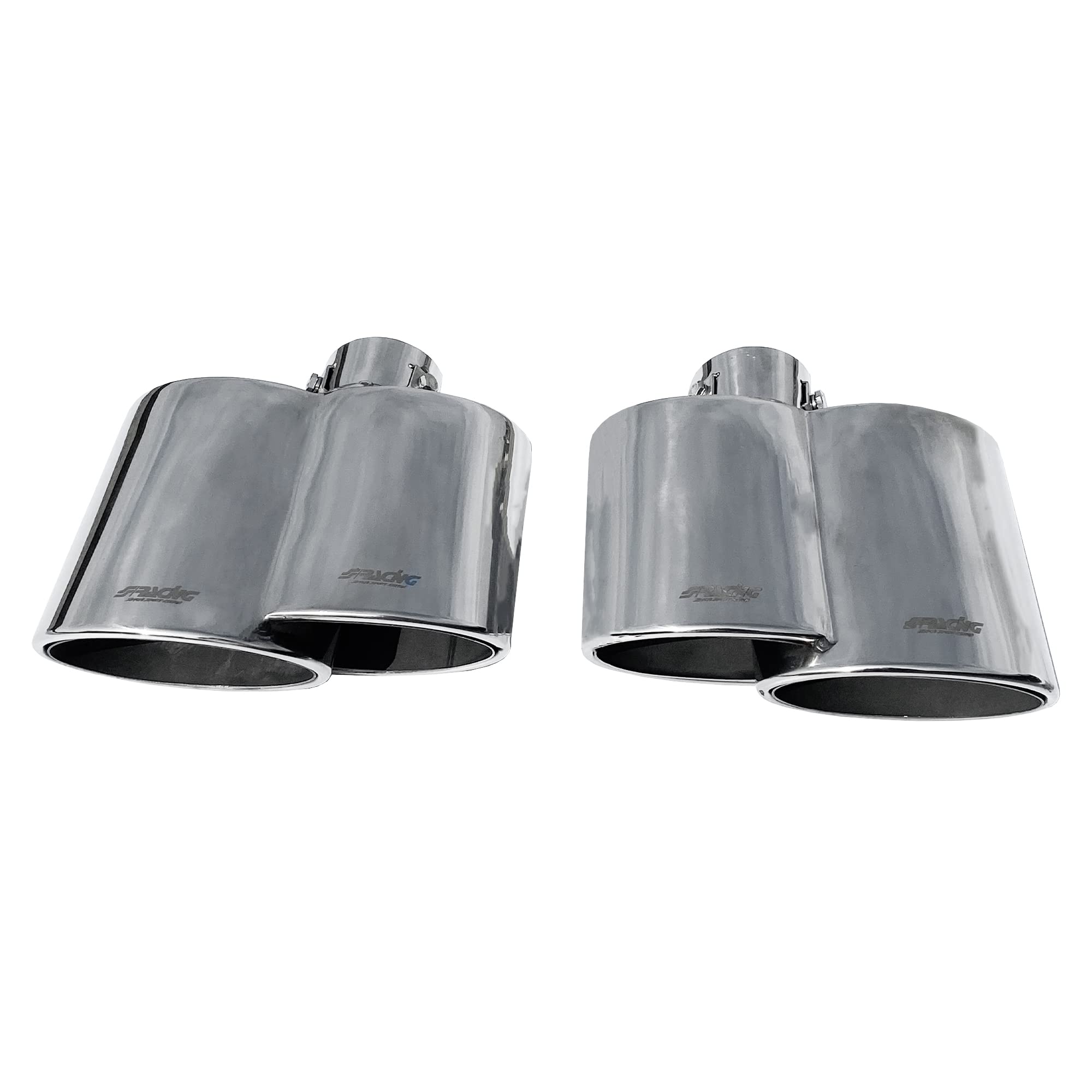 Simoni Racing TRX/83 Terminali di Scarico Universali, Kit 2 Terminali Ovali Uscita Inclinata Doppia 200 x 75 mm, in Acciaio Inox