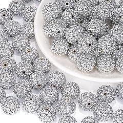 Rhinestone Silver Beads, 40pcs