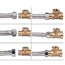 NYLSA 1/2" // 3 Way Brass Male Male Female Tee Fitting Pipe Connector T-Junction - Thickened Wall - High and Low Temperature Resistant gallery image