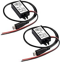 12V to USB, 12V to 5V USB Adapter, DC Buck Converter Module 3A 15W DC to DC Car Power Converter Adapter Pack of 2 (Type C).