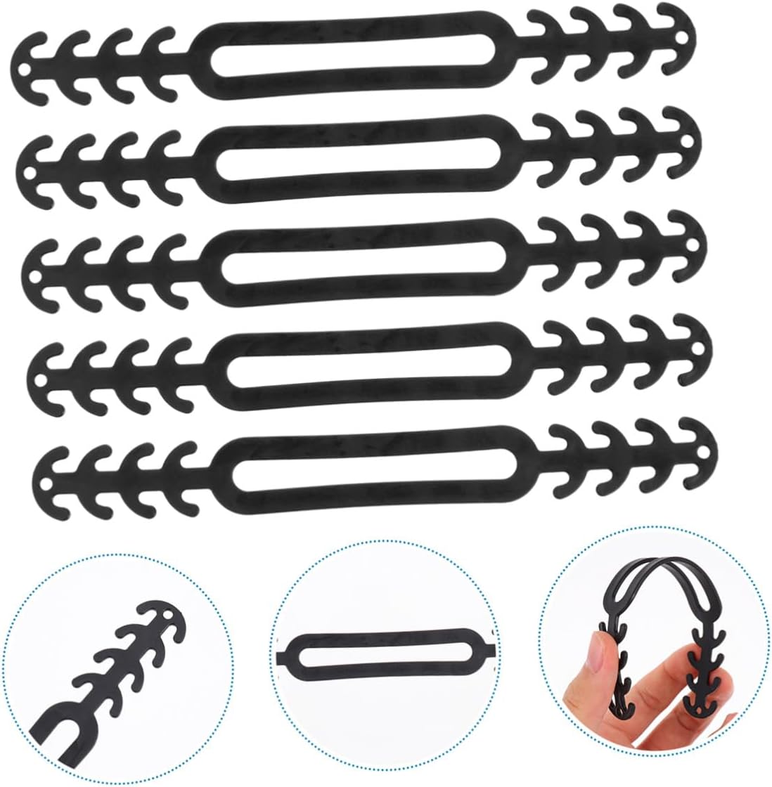 Operitacx 20pcs Black Ear Strap Extenders Soft Adjustable Buckles Anti Ear Hooks for Comfortable Face Mask Fit, Suitable for Daily Use and Protection