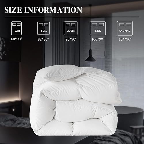 Miniatura 7 de WhatsBedding Edredón blanco de fibra de plumón, edredón de cama de lujo para todas las estaciones, relleno de edredón 100% algodón ultrasuave,
