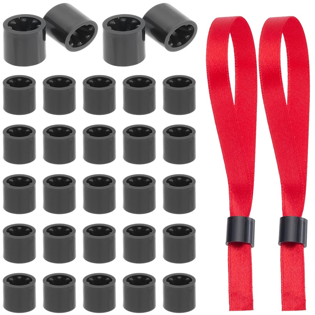 CRASPIRE 100Pcs Wristband Event Lock Wristband Buckle Black Resin Column Small Barbed Sliding Pull Wrist Strap Snap Locking Stoppers Clasps for One Way Festivals Events Party Shows Accessories