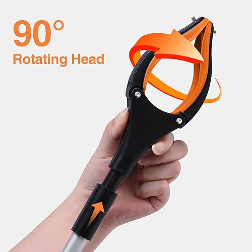 Miniatura 3 de Paquete de 2 agarradores extra largos, recogedor de basura plegable de 32 pulgadas con punta magnética fuerte, agarre de basura de cabeza giratoria